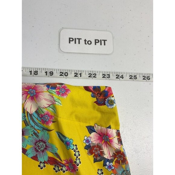 Anthropologie Maeve Sunniva Yellow Floral Ribbon Strap Pockets Shift Dress XL - Picture 5 of 8